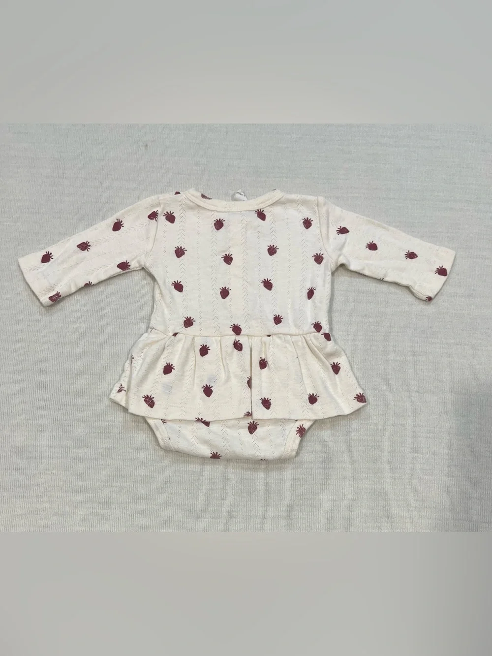 Kate Quinn Organic Pointelle Strawberry Peplum Bodysuit Dress Size 3-6M